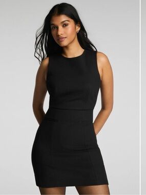 spanx leather-like combo fitted dress almost_readyblog on LTK